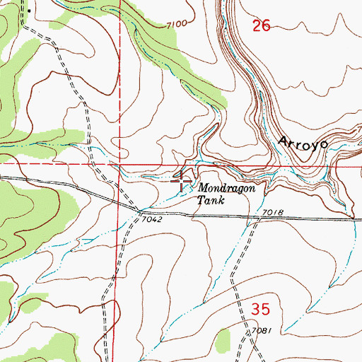Topographic Map of Mondragon Tank, NM