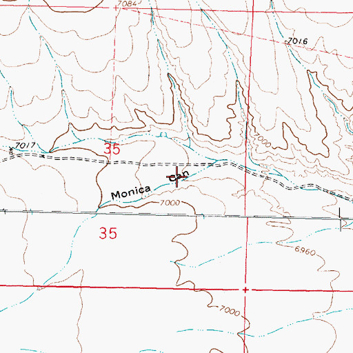 Topographic Map of Monica Canyon, NM