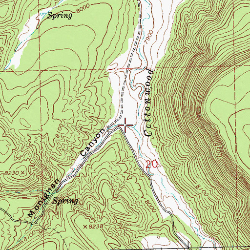 Topographic Map of Monighan Canyon, NM