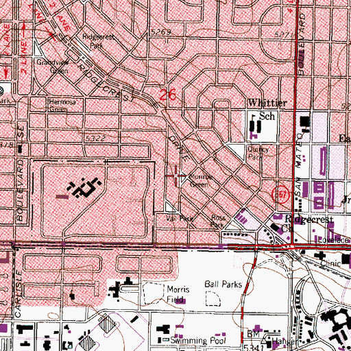 Topographic Map of Monroe Green Park, NM