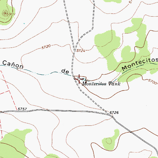 Topographic Map of Montecitos Tank, NM