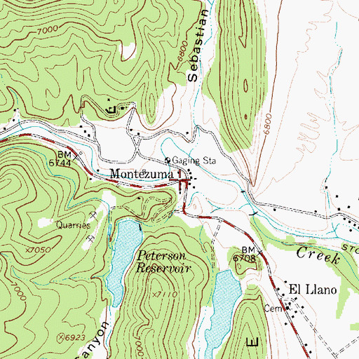Topographic Map of Montezuma, NM