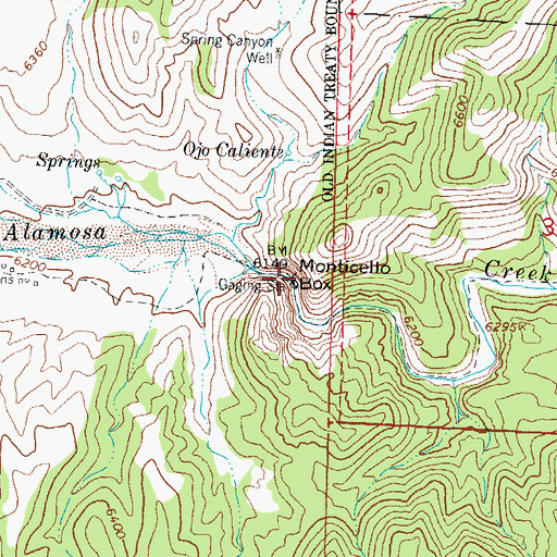 Topographic Map of Monticello Box, NM