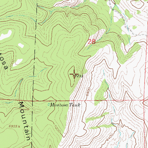Topographic Map of Montosa Mountain, NM