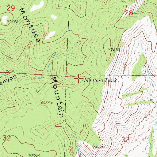 Topographic Map of Montosa Tank, NM
