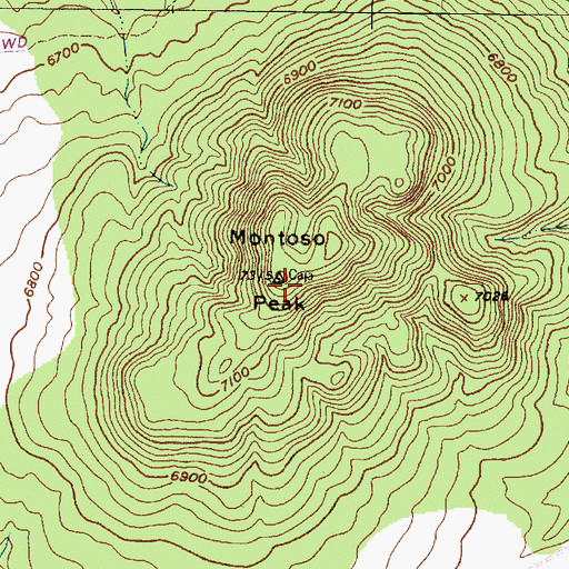 Topographic Map of Montoso Peak, NM