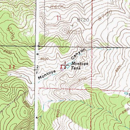 Topographic Map of Montoya Tank, NM