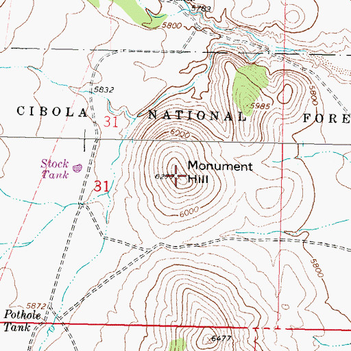 Topographic Map of Monument Hill, NM
