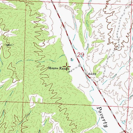 Topographic Map of Moore Ranch, NM