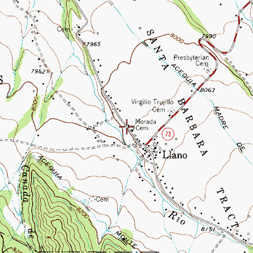 Topographic Map of Morada Cemetery, NM