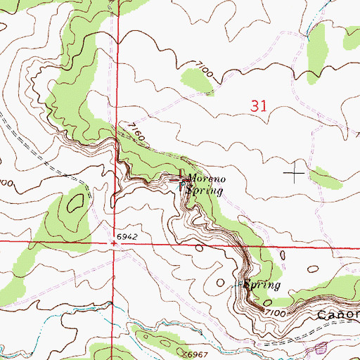 Topographic Map of Moreno Spring, NM