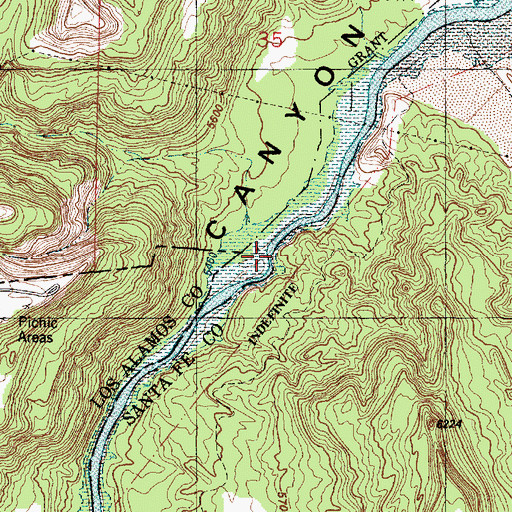 Topographic Map of Mortandad Canyon, NM