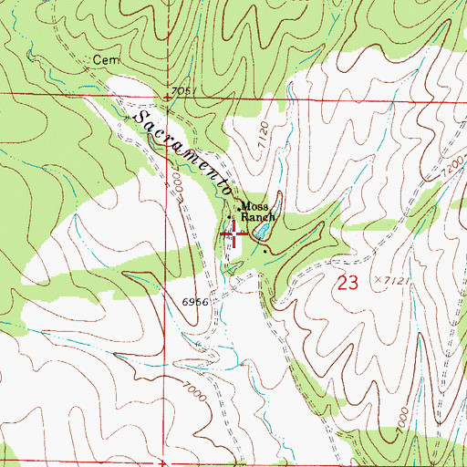 Topographic Map of Moss Ranch, NM