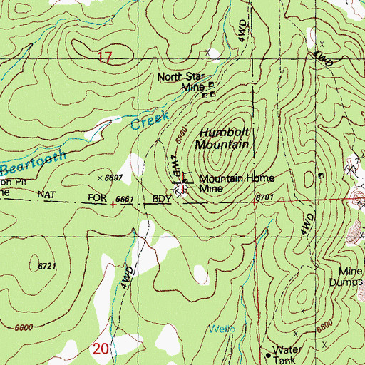 Topographic Map of Mountain Home Mine, NM