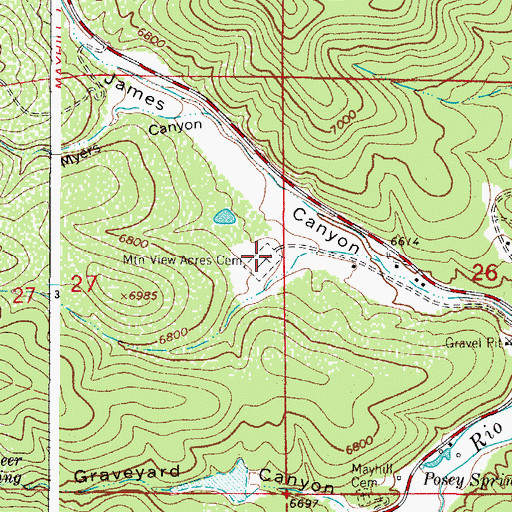 Topographic Map of Mountain Acres Cemetery, NM