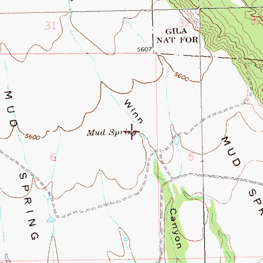 Topographic Map of Mud Spring, NM