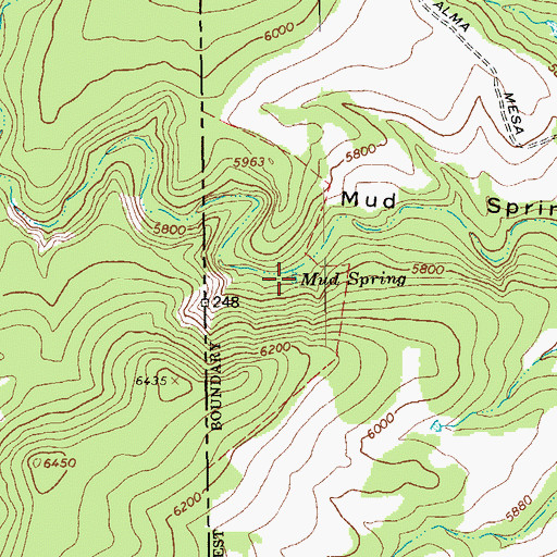 Topographic Map of Mud Spring, NM