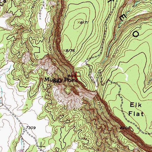 Topographic Map of Muggy Point, NM