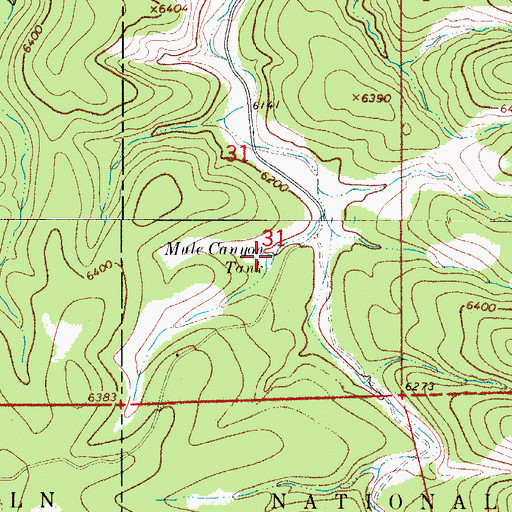 Topographic Map of Mule Canyon Tank, NM
