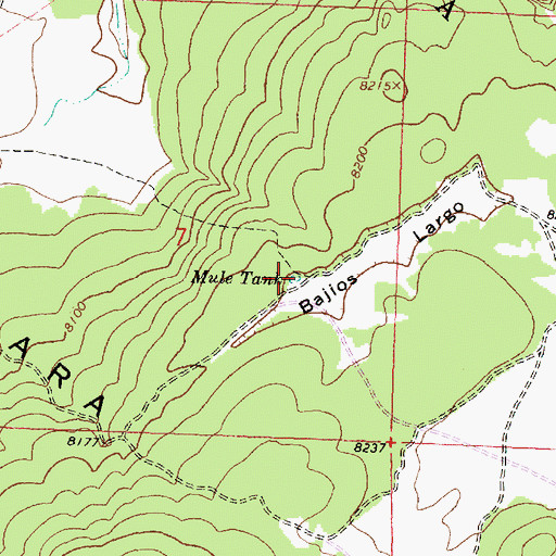 Topographic Map of Mule Tank, NM