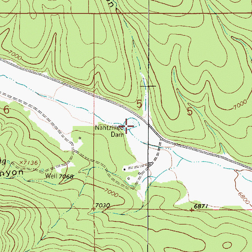 Topographic Map of Nahtzillee Dam, NM