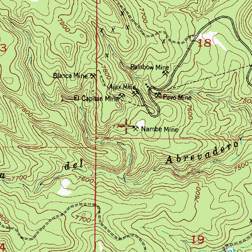 Topographic Map of Nambe Mine, NM