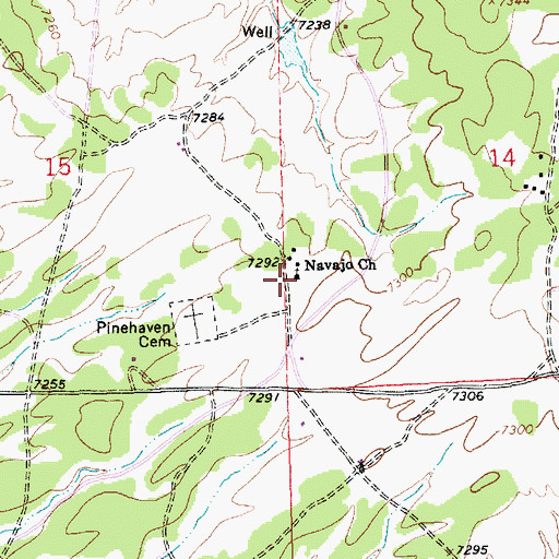 Topographic Map of Navajo Church, NM