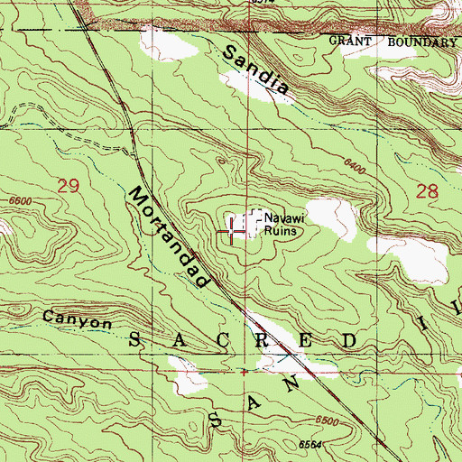 Topographic Map of Navawi Ruins, NM