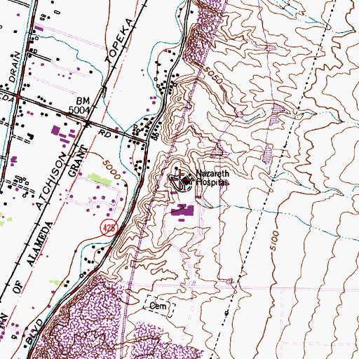 Topographic Map of Nazareth Hospital (historical), NM