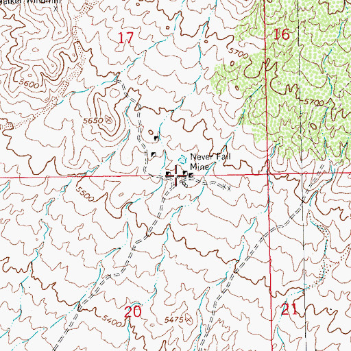 Topographic Map of Never Fail Mine, NM