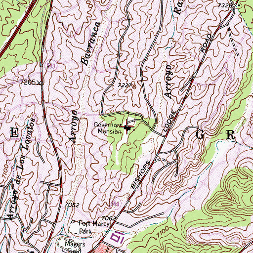 Topographic Map of New Mexico Governors Mansion, NM