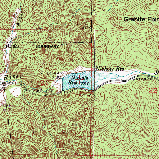 Topographic Map of Nichols Reservoir, NM