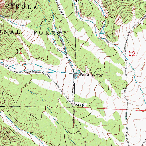 Topographic Map of Number 3 Tank, NM
