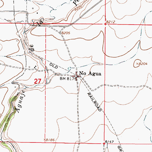 Topographic Map of No Agua, NM