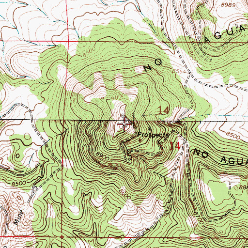 Topographic Map of No Agua Peaks, NM