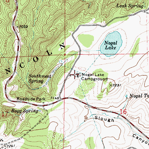 Topographic Map of Nogal Lake Campground, NM