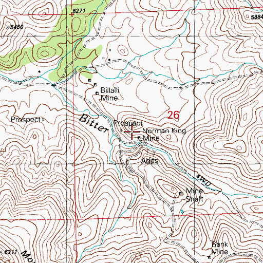 Topographic Map of Norman King Mine, NM