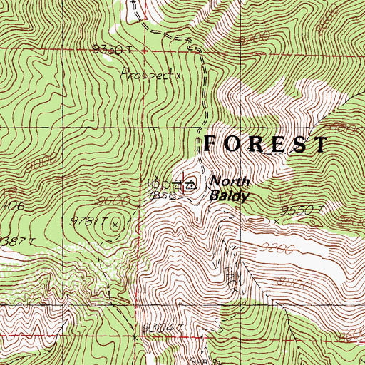 Topographic Map of North Baldy, NM