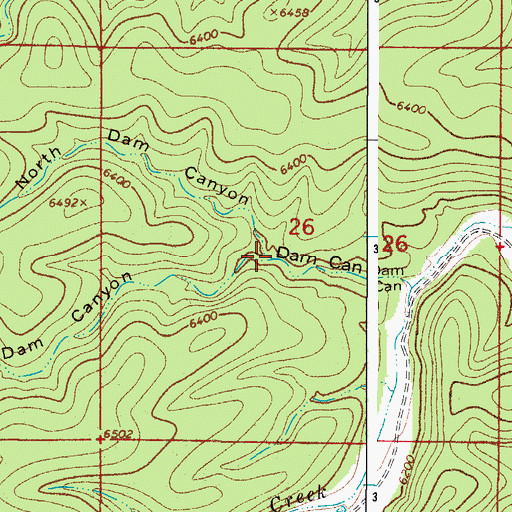 Topographic Map of North Dam Canyon, NM