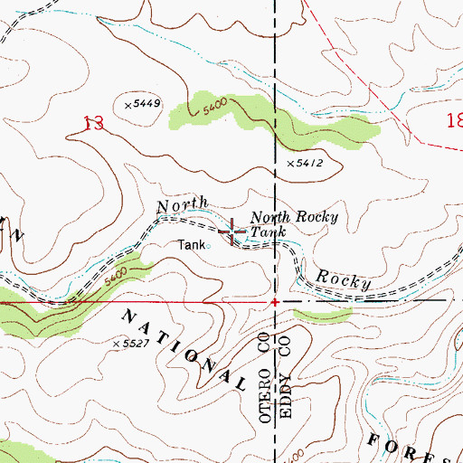Topographic Map of North Rocky Tank, NM