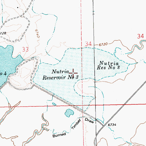Topographic Map of Nutria Reservoir Number 3, NM