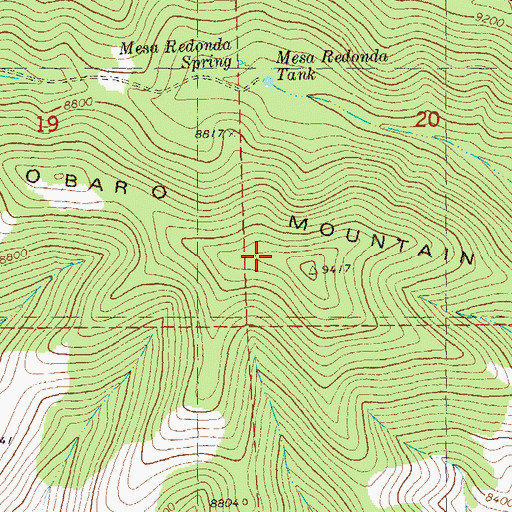 Topographic Map of O Bar O Mountain, NM