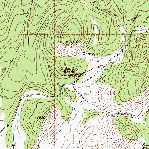 Topographic Map of O Bar O Ranch, NM