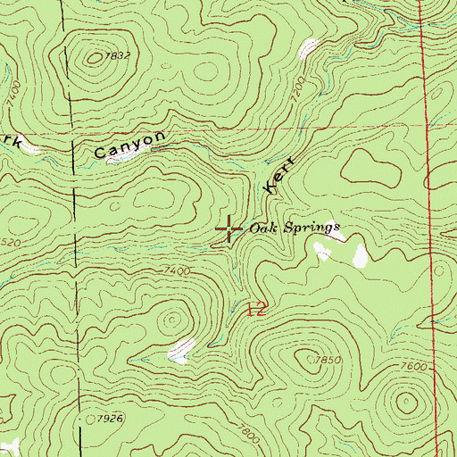 Topographic Map of Oak Springs, NM