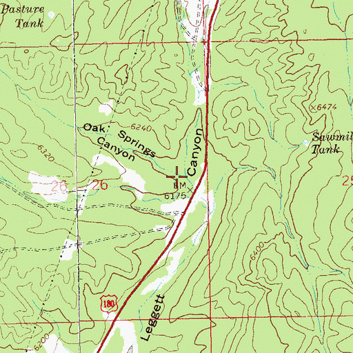 Topographic Map of Oak Springs Canyon, NM