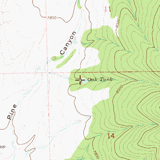 Topographic Map of Oak Tank, NM