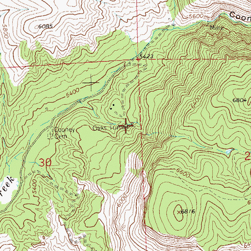 Topographic Map of Oaks Tunnel, NM