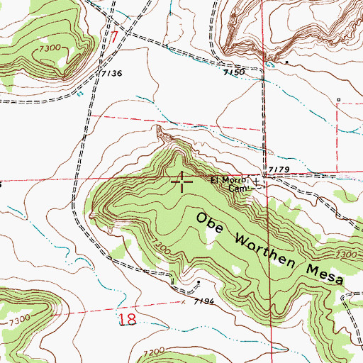 Topographic Map of Obe Worthen Mesa, NM