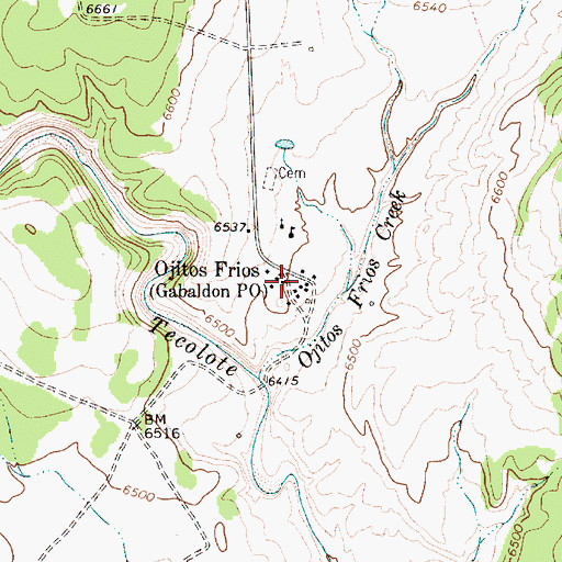 Topographic Map of Ojitos Frios, NM