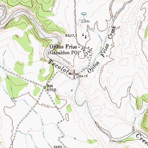 Topographic Map of Ojitos Frios Creek, NM